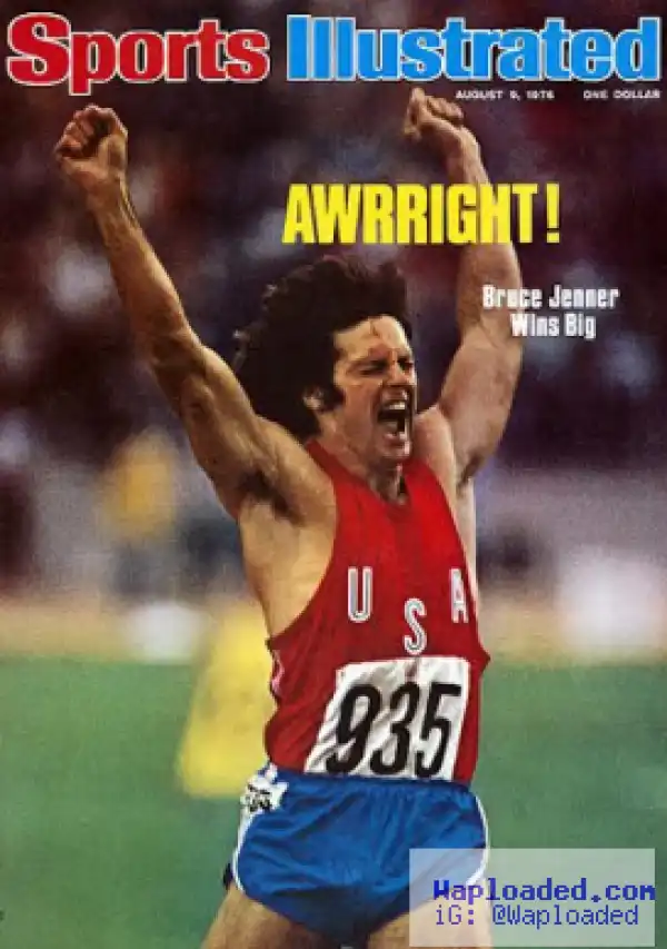 Caitlyn Jenner poses with her olympic medal on Sports Illustrated